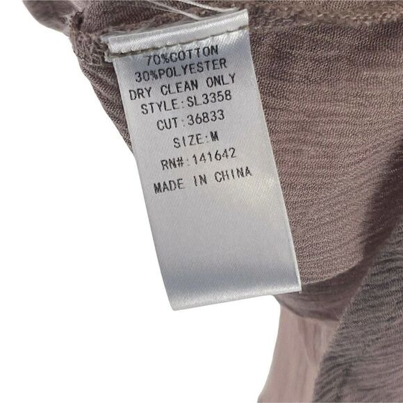 Bohemian Bell Sleeve Blouse V Neck Taupe Flare Button Relaxed Size M She + Sky - Picture 8 of 8